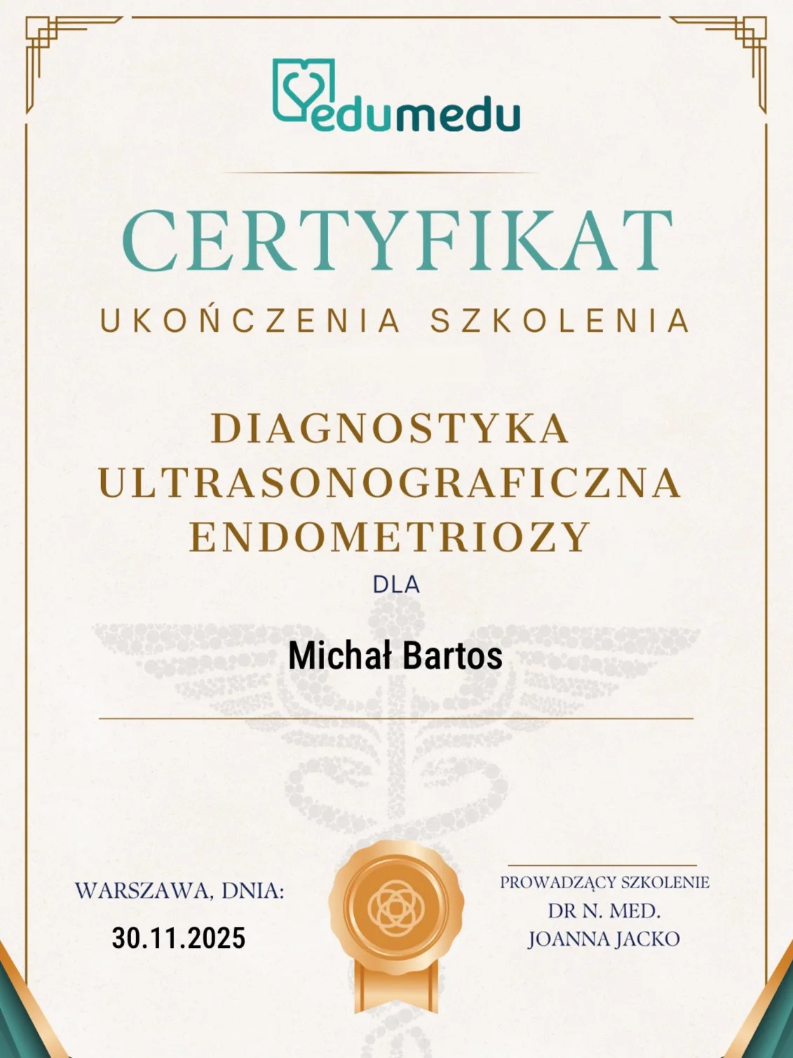 Certyfikat — Endometrioza